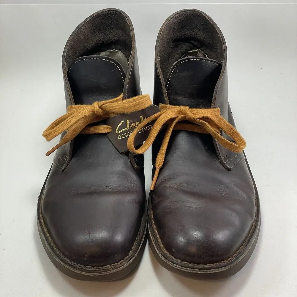 Clarks Original Desert Boot Men's 8 Brown Beeswax Leather Lace Up Comfort Shoes